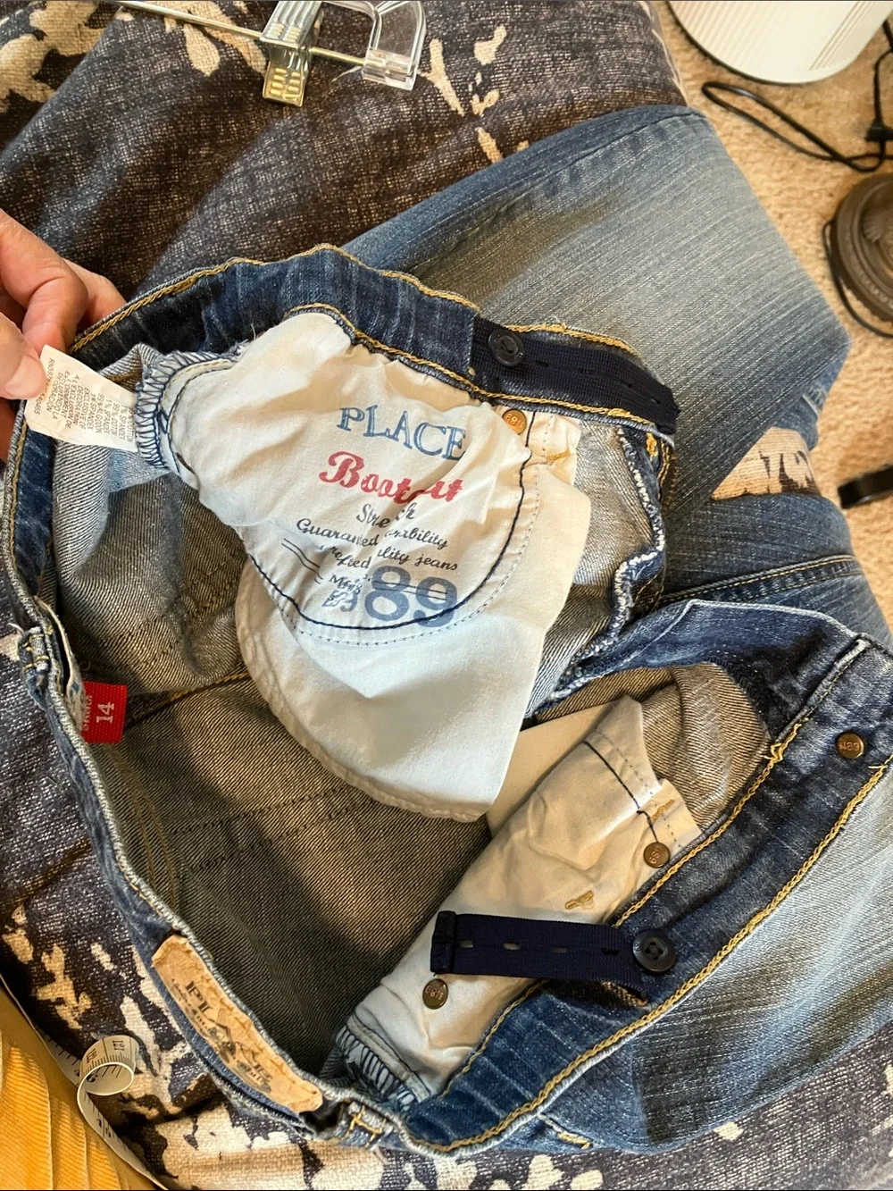 Children’s Place 1989 bootcut stretch Girl’s heritage thigh faded jeans 14